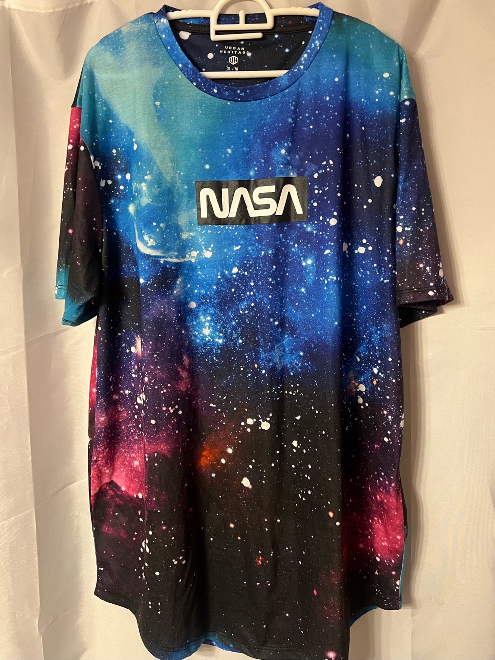 🌜💫3/$40⭐️ NASA Galaxy Print Graphic Tee - Blue Black Pink. XL. Worn & washed x1